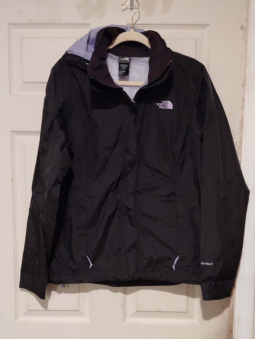 The North Face Black Purple Lining Hooded Women's Waterproof Ski/Snow Jacket L